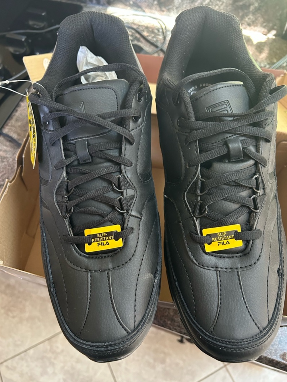 Skechers Men’s Black Lace-Up Work Sneakers